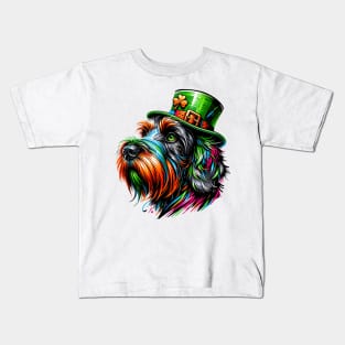 Wirehaired Pointing Griffon Ready for St Patrick's Day Kids T-Shirt